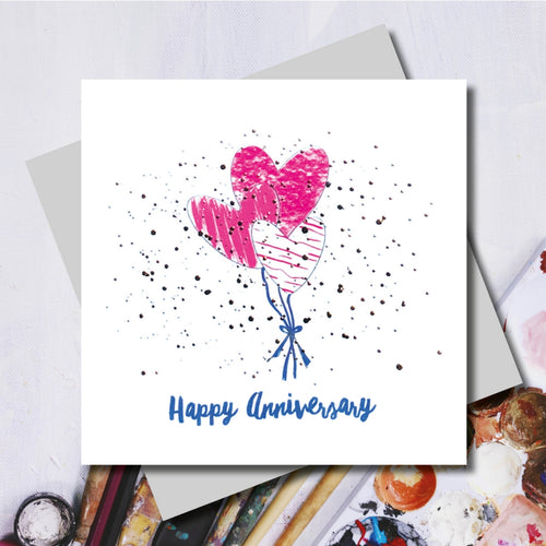 Lucy Love Heart Anniversary Balloons Greeting Card
