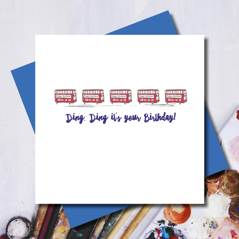 London Red Bus Birthday Greeting Card