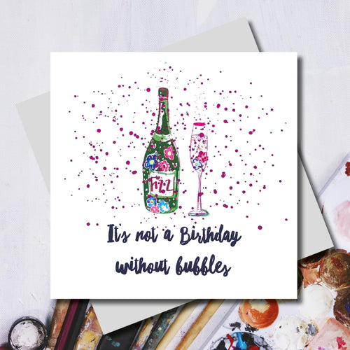 Champagne Birthday Bubbles Greeting Card