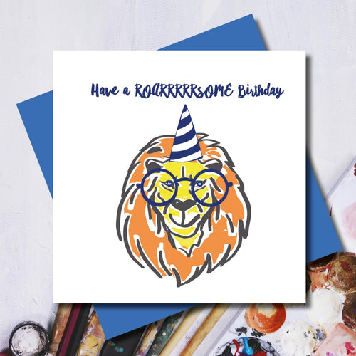 Roarrrrrsome Lion Birthday Greeting Card