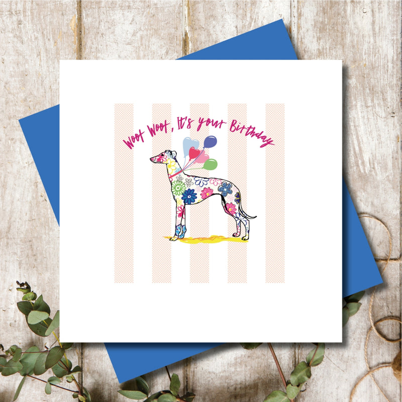 Greyhound Happy Birthday Greeting Card