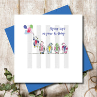 Flying High Penguins Happy Birthday Greeting Card