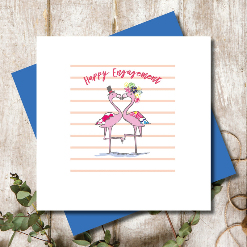 Engagement Flamingo Love Greeting Card