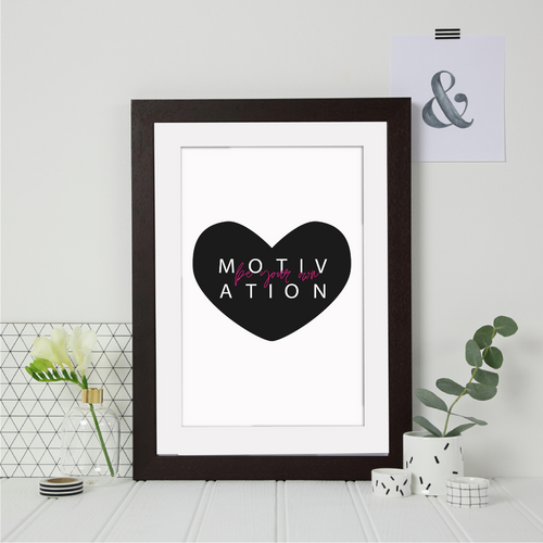 Motivation Heart Monochrome Print