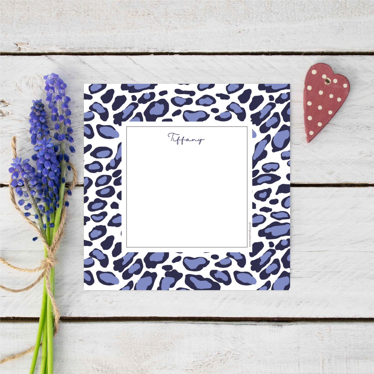 Personalised Midnight Blue Leopard Print Notecards Stationery 