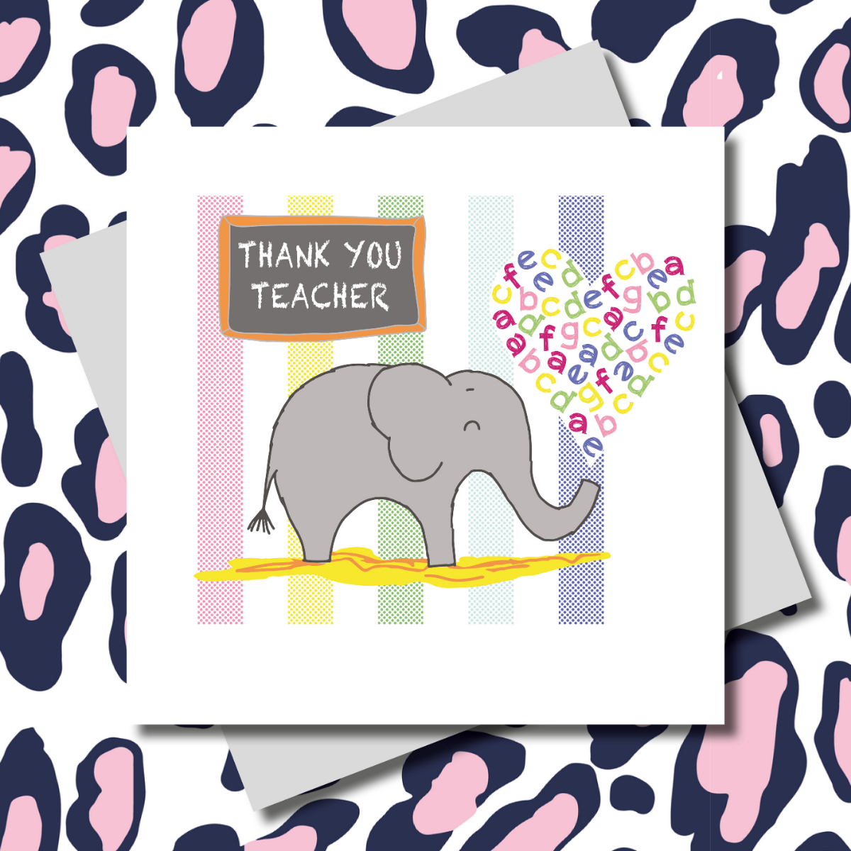 Nelly The Elephant Thank You Teacher Greeting Card