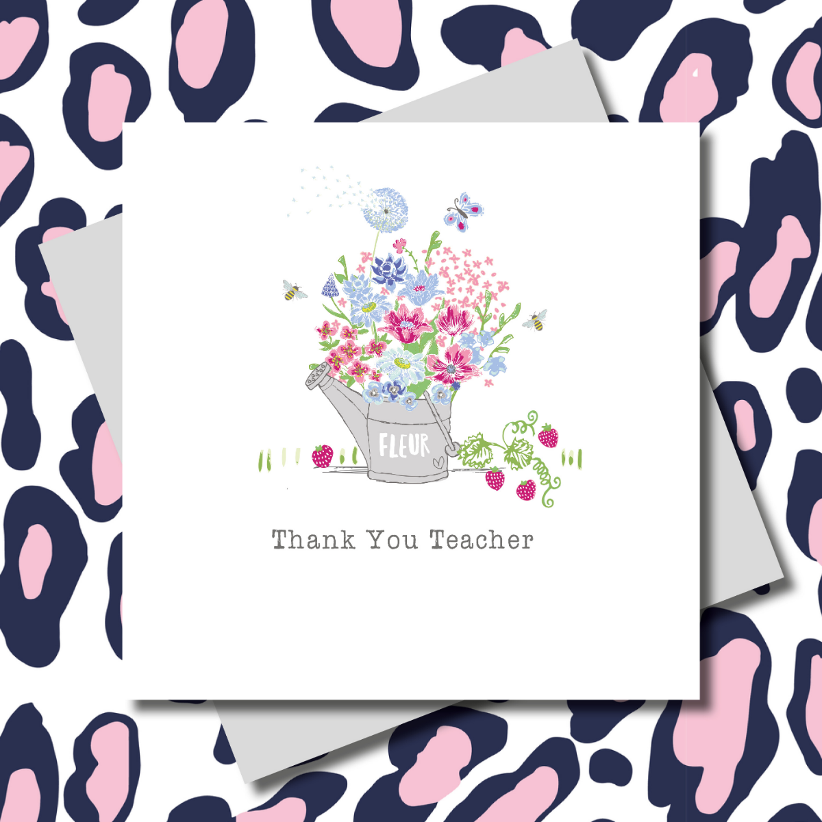 Garden Flowers Watering Can Teacher Greeting Card