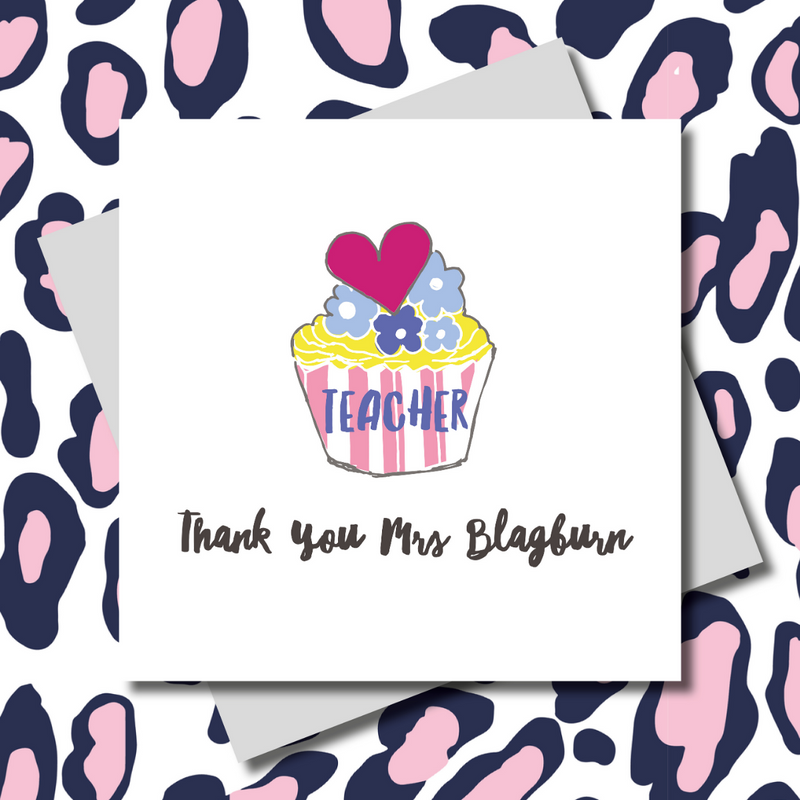 Personalised Teacher Cupcake Thank You Greeting Card