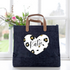 Monochrome Animal Print Personalised Heart Jute Denim Shopper Bag