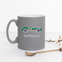Vintage Racing Car Personalised Grey Mug
