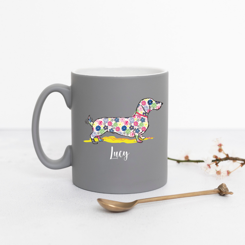 Ditsy Dachshund Dog Personalised Mug