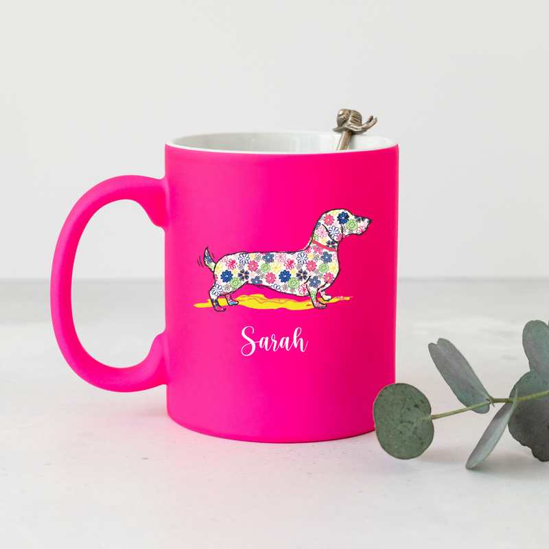 Ditsy Dachshund Dog Personalised Mug