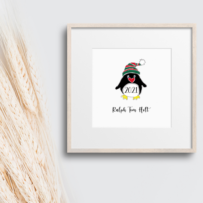Born in 2021 Penguin Christmas Greeting Card