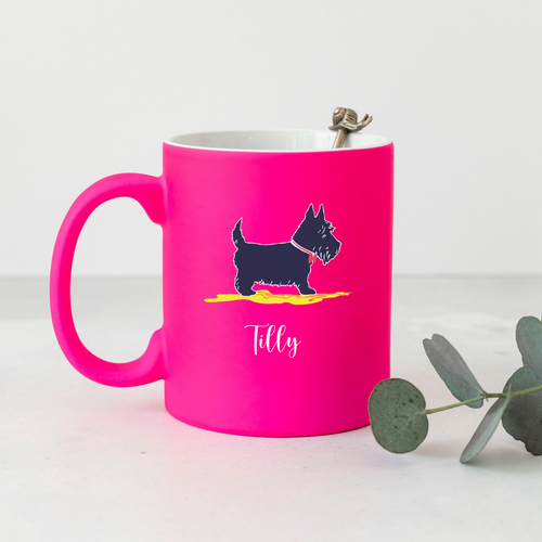 Personalised Scottie Dog Neon Pink Mug