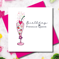 Tipsy Prosecco Queen Happy Birthday Greeting Card