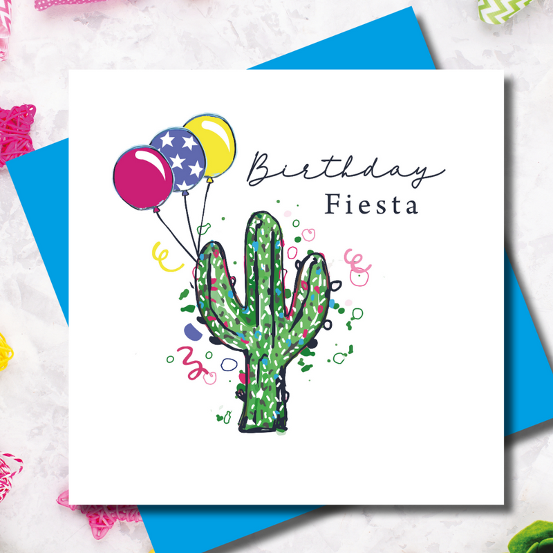 Tipsy Cactus Birthday Fiesta Party Time Greeting Card 