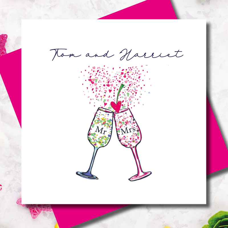 Personalised Tipsy Mr and Mrs Wedding Cocktails Greeting Cards 