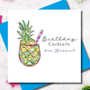 Personalised Tipsy Pineapple Birthday Cocktails Time Greeting Card