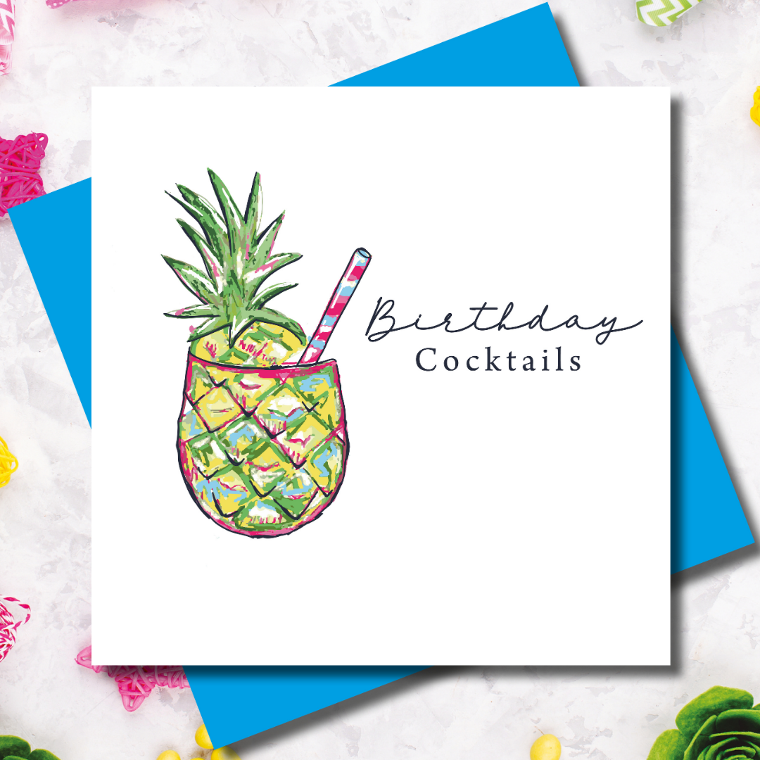 Tipsy Pineapple Birthday Cocktails Time Greeting Card