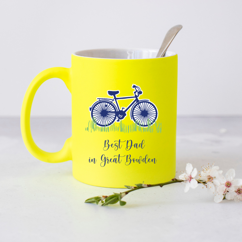 Outdoor Vintage Bike Personalised Neon Yellow Mug